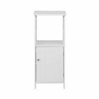 armario de bano con 1 puerta y 1 estante en mdf blanco