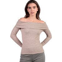 admas jersey camiseta de manga larga bandeau melange para mujer