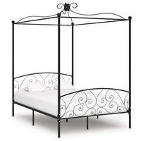 estructura de cama con dosel metal negro 140x200 cm vidaxl