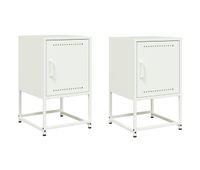 vidaxl mesitas de noche 2 unidades acero blanco 36x39x605 cm
