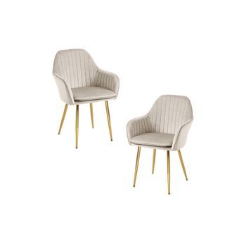 Pack 2 Sillas Chic Golden De Terciopelo 87*56*44 Cm - Beige