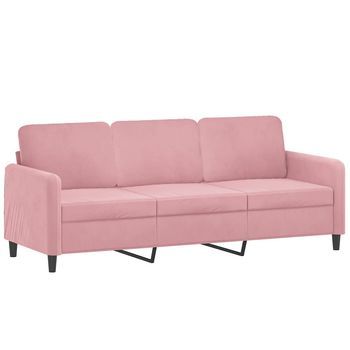 Sofá De 3 Plazas | Sofá De Salón | Sofá De Descanso Terciopelo Rosa 180 Cm