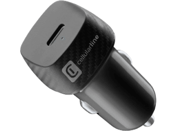 Cargador USB para coche - CellularLine CBRUSBCPD20WK, 1 Puerto USB-C, 20 W, Universal, Negro