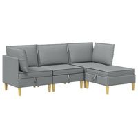 juego de sofa modular con almacenamiento 4 uds gris claro tela vidaxl