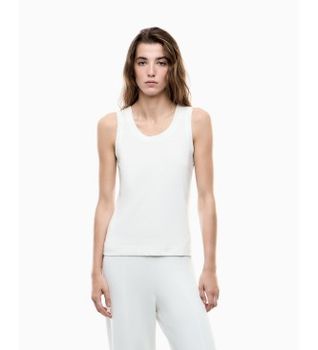 EA7 para mujer. 7W001014_AF13919 Camiseta de tirantes en mezcla de viscosa Precious blanco (XS), Casual, Deportivo, Sin mangas / Tirantes