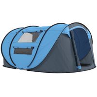 outsunny tienda de campana familiar pop-up con ventanas impermeable 263x220x123 cm bolsa de transporte anti-uv   aosom espana