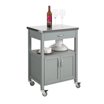 Sobuy Fkw22-hg Carrito De Cocina Con Ruedas Camarera Con Tablero De Acero Inoxidable 60 X 92 X 44 Cm Es (gris)