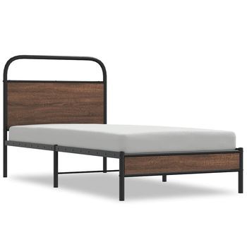 Cama Para Adulto | Cama Individual | Estructura De Cama Sin Colchón 100x200 Cm Madera Marrón Roble