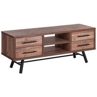 soporte para tv madera clara hasta 57r recomendado para tv 2 estantes 4 cajones minimalista atlanta