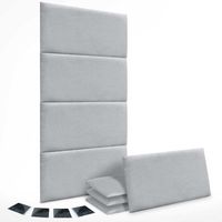 dhome juego de 8 paneles tapizados de tela autoadhesivos para pared acusticos absorbentes proteccion impactos cabeceros gris claro 50x30cm x8