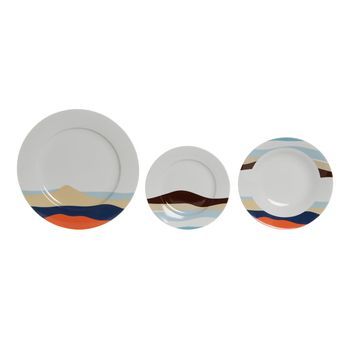 Vajilla Set 18 Porcelana 27x27x2 Teide Azul