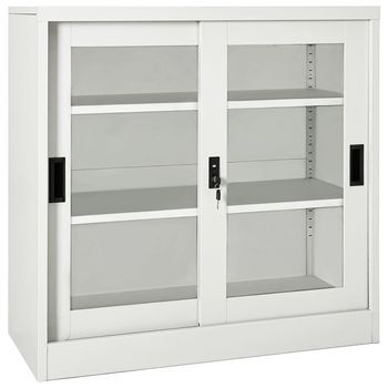 Armario Con Puerta Corredera Gris Claro Acero 90x40x90 Cm Vidaxl