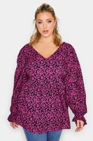 limited collection blusa negra de flores fucsia mujer curvy y tallas grandes yours
