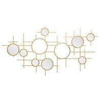 espejo de pared geometrico de metal dorado cm 117x45x61