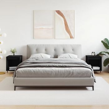 Mesitas De Noche (2 Uds) - Mueble Para Dormitorio - Madera De Ingeniería - Negro (40x35x50cm)