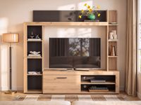 mueble de tv de pared madera gris antracita color natural claro