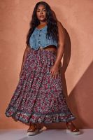 yours falda larga de flores granates mujer curvy y tallas grandes yours