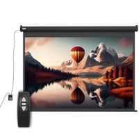 homcom pantalla de proyector electrica de 100 43 con mando a distancia tela de proyeccion para interior y exterior negro