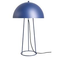 lampara de mesa moderna base y pantalla de hierro con dos bombillas salon azul mopan