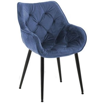 Silla Tanna En Terciopelo Azul 62x58x83 Cm Clp