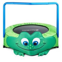 mini cama elastica infantil 91 cm con barra de apoyo y diseno rana