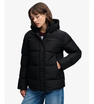 Superdry para mujer. W5012178A Chaqueta Acolchada Deportiva 5 Baffle con Capucha negro (XS), Casual, Poliéster