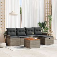 juego de sofas de jardin de 6 piezas con cojines gris ratan poliester v6501 unico  gris