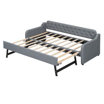 Sofá Cama 90x200 Cm - Con Cama Extraíble - Puerto Usb - Gris - Sin Colchón