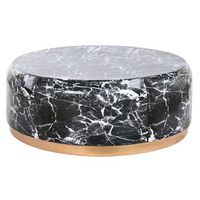 mesa centro hierro 120x120x465 simil marmol negro