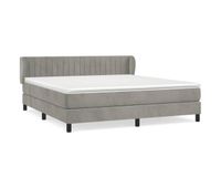 cama box spring con colchon terciopelo gris claro 180x200 cm rayas verticales