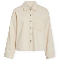 vila abrigo maj denim jacket - ecru para mujer