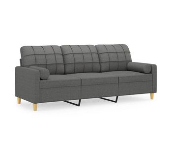 Vidaxl sofá de 3 plazas con cojines tela gris oscuro 180 cm