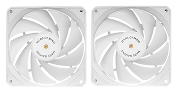 VENTILADOR INTERNO MARS GAMING MFNCLX2W KIT DE DOS FBD DE COBRE 120mm CONEXION PWM COLOR BLANCO