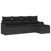 juego de sofas de jardin de 5 uds con cojines de polirratan negro vidaxl cfw193467