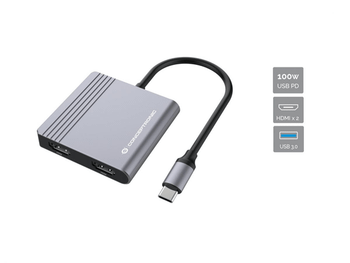 ADAPTADOR USB-C 4EN1 CONCEPTRONIC DONN013 HDMI X2 USB 3.0 X 1 USB-C X 1 CARGA MAX 100W