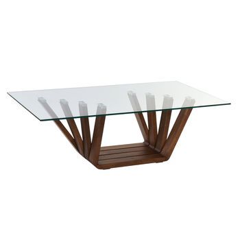 Mesa Centro Nogal Cristal 130x70x42 10 Mm, Natural