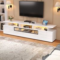 sweiko mueble tv 180x38x45 cm soporte brillante 2armarios 1 cajon led 10 estantes compatible 75 pulgadas