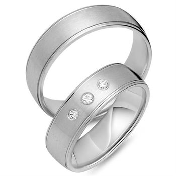 Alianzas 14 quilates oro blanco 3 diamantes