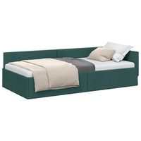 cama individual  cama para adulto  estructura de cama en esquina verde oscuro 90 cm x 200 cm tela