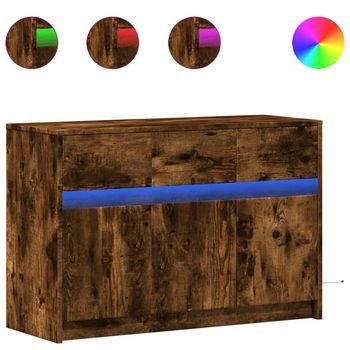 Mueble De Tv Led Madera Ingeniería Roble Ahumado 91x34x61 Cm Vidaxl