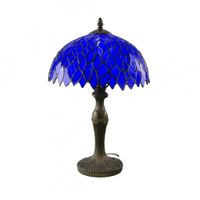 lampara de mesa de vidrio mosaico y aleacion de zinc azul