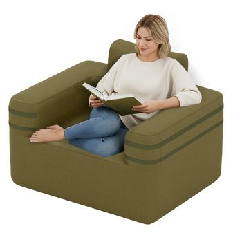 Costway Sillón Inflable Portátil con Bomba de Aire Integrada 3 Boquillas Tela Oxford y Bolsillo de Almacenamiento para Camping Playa Picnic y Sala de Estar Ej