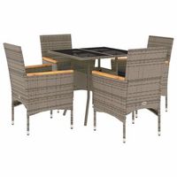 set comedor jardin 5 piezas  mueble de jardin y cojines ratan sintetico vidrio gris