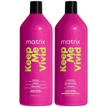 Matrix Keep Me Vivid Colour Protecting Shampoo and Conditioner 1000ml Duo Set for High Maintenance Coloured Hair
