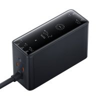 baseus cargador rapido inteligente de escritorio gan 3cudc 240w  cable cc-cc 240w 1m negro