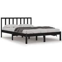 estructura de cama madera maciza de pino negra 150x200 cm vidaxl