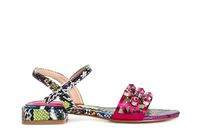 sandalias con estampado de piton y pedreria hot pink