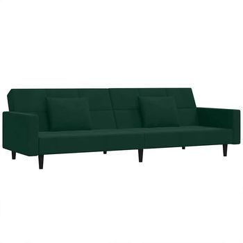 Sofá Cama De 2 Plazas Moderno | Cama Para Adulto Con Dos Almohadas Terciopelo Verde Oscuro