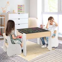 juego de mesa y 2 sillas para ninos mesa de actividades 4 en 1 madera blanco