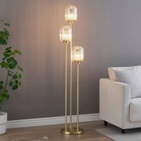 lampara de pie metal y vidrio  160 cm